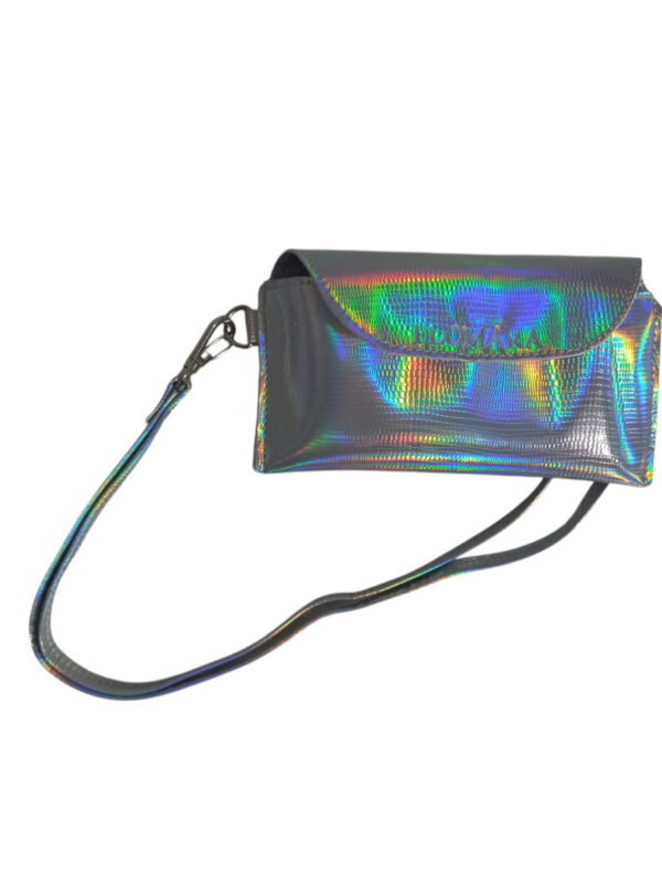 PORTA LENTES MANHATTAN PLATEADO HOLOGRÁFICO