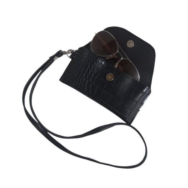 2 PORTA LENTES MANHATTAN NEGRO CROCO